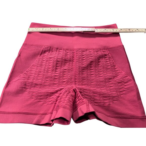Womens High-Waisted Seamless Pink Workout Shorts - Picture 5 of 7